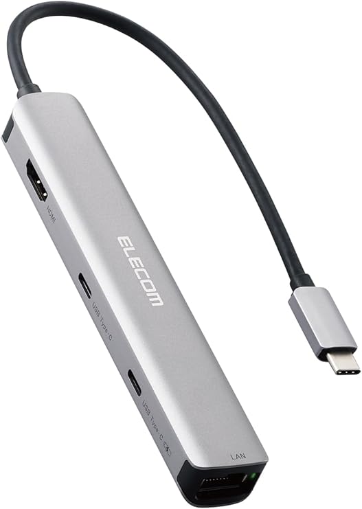 エレコム DST-W09 USB-C ハブ 6-in-1 スリムタイプ