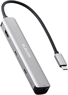 エレコム USB-Cハブ ドッキングステーション 6in1 スリムタイプ PD 100W対応 4K60Hz対応 HDMI MacBook MacBook Air MacBook Pro iPad対応 ブラック DST-W09