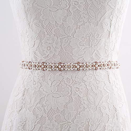 Beaded Bridal Sash Pearl Crystal Wedding Belt Handmade Rhinestone Bridesmaid Belt for Women Dress Accessories4