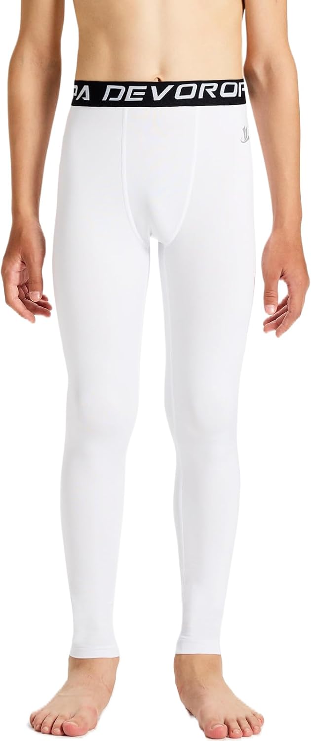 DEVOROPA Youth Boys' Compression Leggings Sports Tights Fleece Lined Thermal Base Layer Pants - Image 2