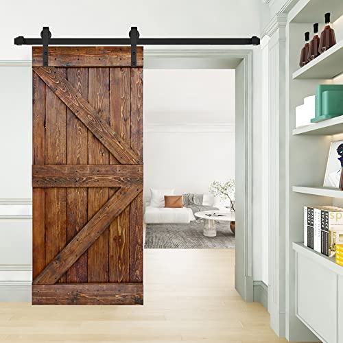 K Style Series Finished Diy Knotty Pine Wood Sliding Barn Door Slab (36In. X 84In., Classic Walnut) #TOP2