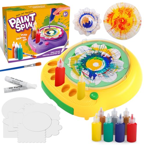Hewaurorion Paint Spin Art Machine Kit für Kinder, Kunst & Handwerk, Mal Spin Art Spielzeug-Kits für Jungen und Mädchen im Alter von 6, 7, 8 und 9 Jahren (Gelb)