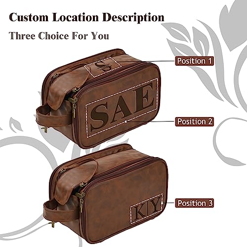 Personalized Toiletry Bag for Men, Large Capacity Custom Name Initials PU Leather Dopp Kit, Groomsmen Gift, Customized Travel Monogrammed Travel Shaving Bag, Handcrafted for Dad, Husband, Grandpa3