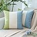 MIULEE Poszewka na poduszkę szenilową w paski, kwadratowa, nowoczesna, luksusowa poszewka na poduszkę na łóżko, sofę, do salonu, 2 sztuki, 45 x 45 cm, niebiesko-zielona