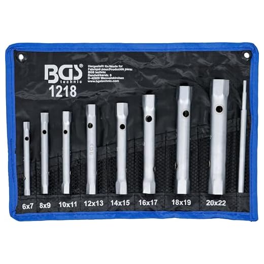 BGS 1218 | Rohrsteckschlüssel-Satz | 9-tlg. | SW 6 x 7 - 20 x 22 mm | metrisch | inkl. Tetron-Rolltasche