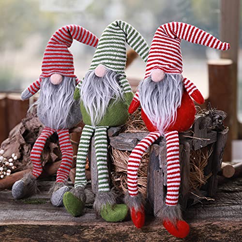 Smavles Gnomo Navidad 3 Piezas Muñeco de Navidad Juguete de Peluche Navideño Santa Gnomo de Peluche de Juguete Elfo de Navidad Decoración Enana Sin Rostro Ornamentos Santa Decoración