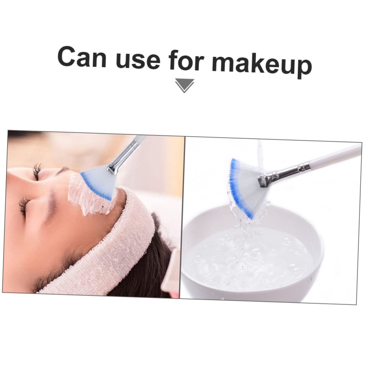 Gogogmee Soft Bristles Fan Mask Brush 8pcs Set White Black Long Handle Beauty Tools for Facial and Eye Masks