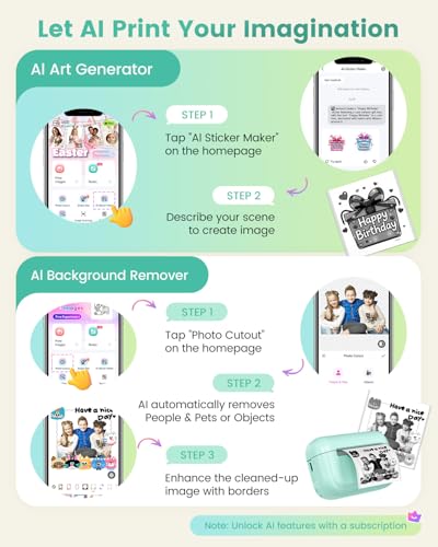 Image of Memoking Mini Printer for Smartphone, Mini Printer Q02E Bluetooth Photo Printer for Boys & Girls, Portable Thermal Printer Mini for Gifts, Study Notes, Anatomical Charts, Photos, Creation