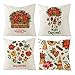 Daesar Funda Cojin Navidad Verde,4 PCS-Tema de Navidad y Flores Merry Christmas Beige Rojo Verde Funda de Cojín 45x45