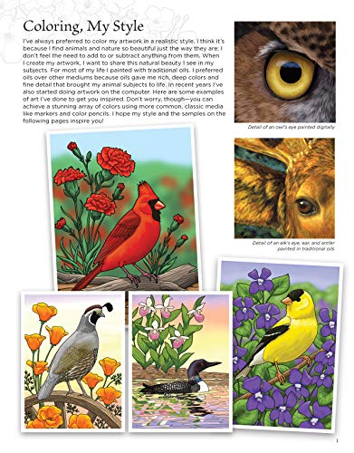 Birds at Home Coloring Book: 50 State Birds and Flowers (Design Originals) From Alabama's Camellia to Wyoming's Meadowlark with 24 Removable Cards, Common & Scientific Names, and 12 Inspiring Examples - Image 7