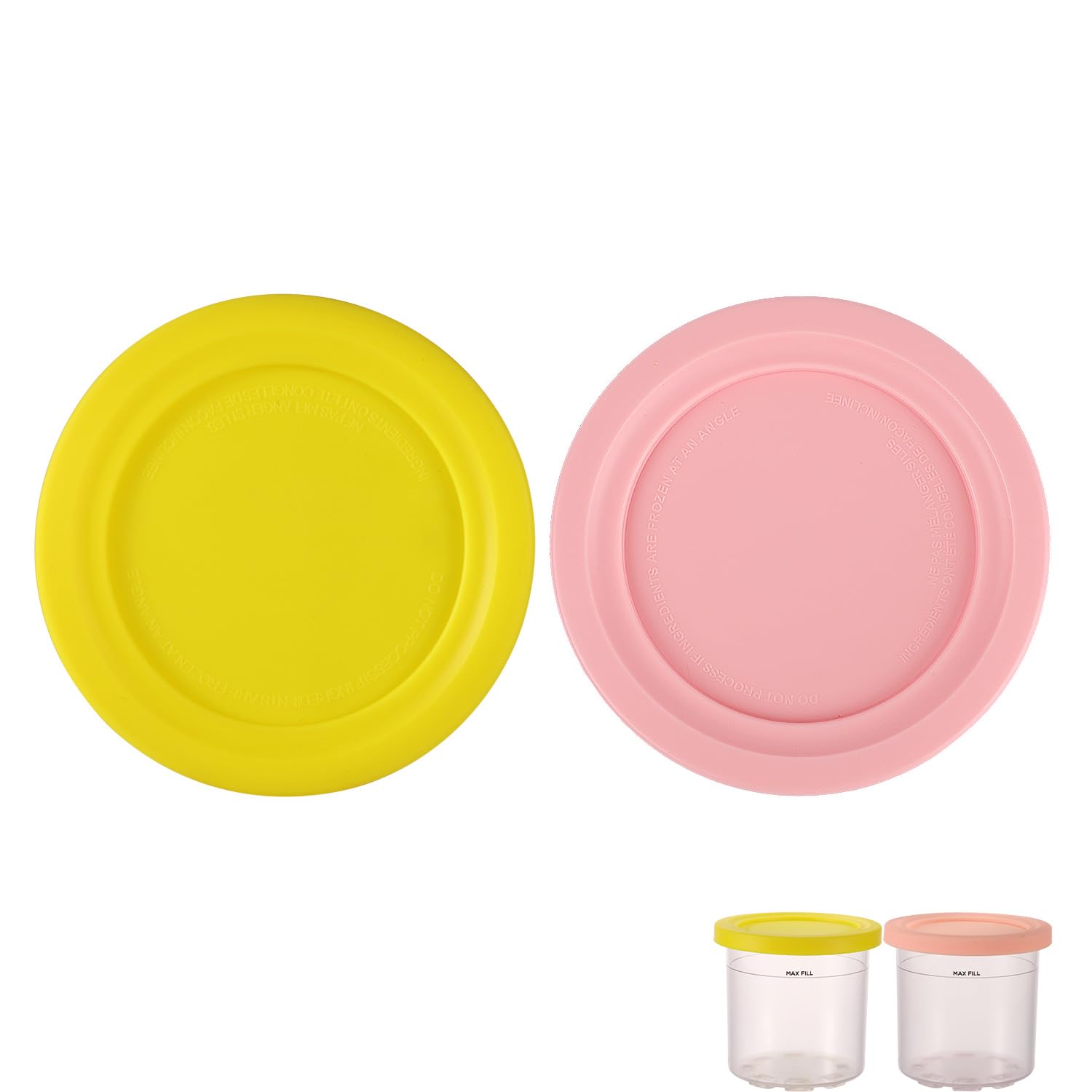4pcs Ice Cream Containers Silicone Lids Compatible