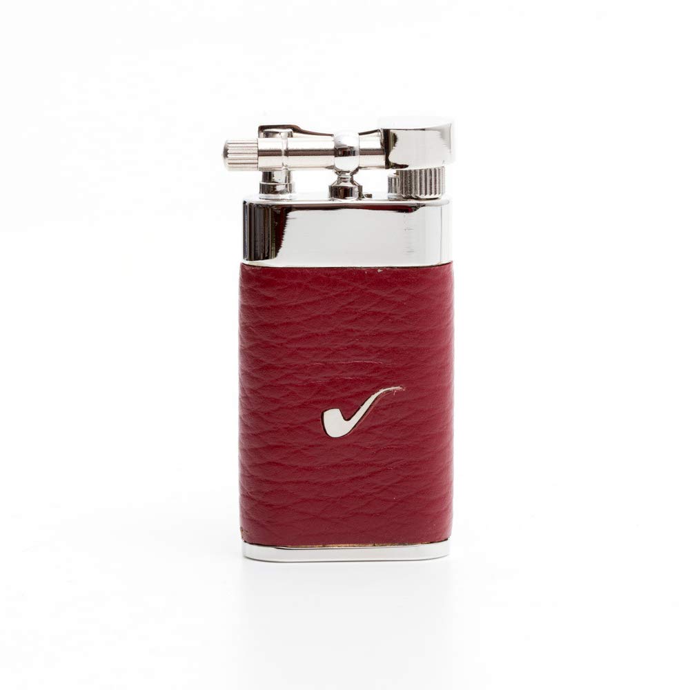 Briquet de pipe en cuir Savinelli bordeaux pour allumer sans brûler les bords du foyer