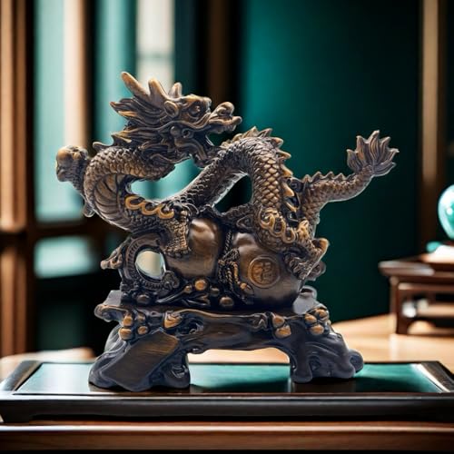 Estatua Feng Shui Dragón Chino Decorativa 7.5 x 3.2 x 6.5 in miniatura 7