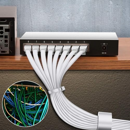 KIRFEIHT Cat6 Ethernet Cable 30FT - Cat-6 High Speed Flat Rj45 Ethernet Patch Internet Network LAN Computer Cable Cord for Modem, Router - White 30 FT