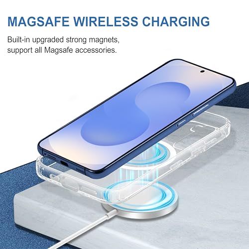 Image of CEDO Cover for Samsung Galaxy S25 (5G) | Compatible with MagSafe Wireless Charging | Designed with Magnetic Lock Shockproof Phone Bumper Transparent Back Case Cover (Transparent)