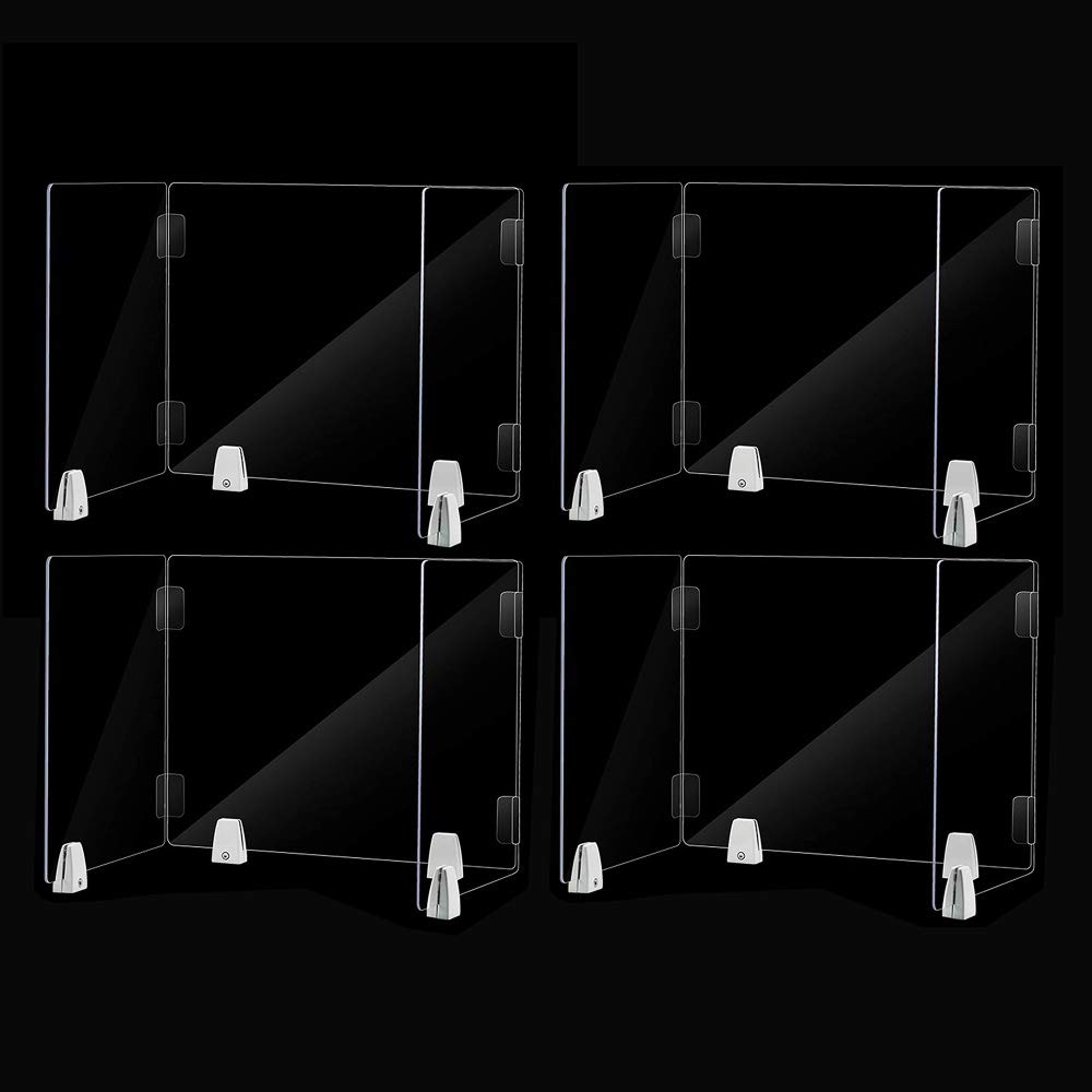 4PCS Sneeze Guard Portable Counter Shield/Clear Acrylic Reception Area Sneeze Screen for Desk Shops/Sneeze Screen Food Guard, Desk Divider/Transparent / 35×55×50