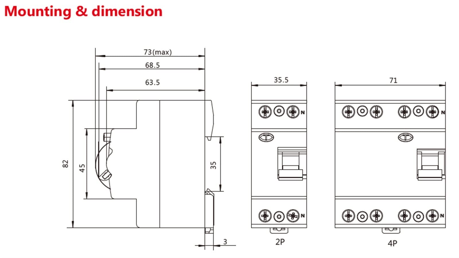 Interruptor diferencial electromagnético GYL8 3 fases + N 4P 25A 40A 63A 1 Uds (Size : 4P 40A, Color : 100mA)
