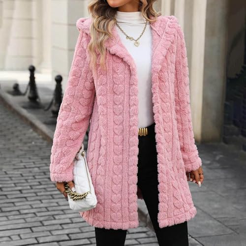 for Women Winter Fall Long Sleeve Warm Fuzzy Hooded Cardigan Basic Jacket Hood Outfits Women 2025 Fashion3