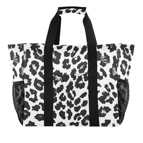 Nander Beautiful Leopard Print Texture Foldable Tote Bag Waterproof Sandproof Women Beach Bag Handbag Gym Bag
