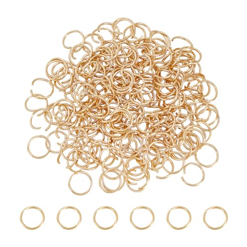 UNICRAFTALE 200 Uds Anillos de Salto Abiertos 18 anillos de Salto Redondos de Calibre 10mm para la Fabricación de Joyas 304 anillos de Salto de Acero Inoxidable Anillos de Salto Chapados En Oro