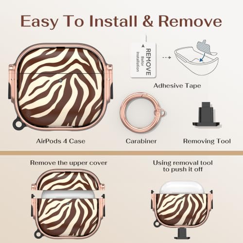 Image of for AirPods 4 Case with Safety Lock, Magsafe Compatible,Brown Zebra Stripes