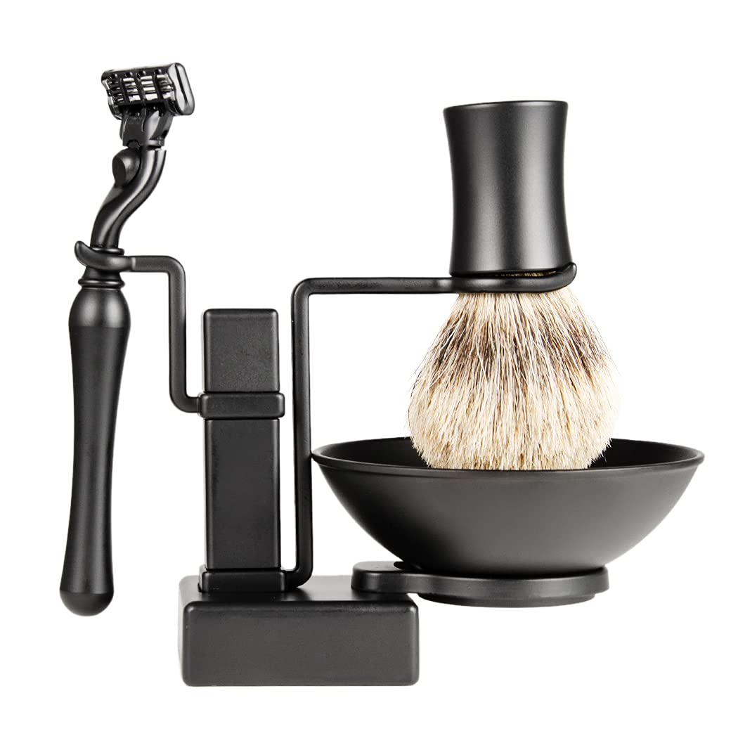 Grandslam Shaving Kit for Men, Safety Razor, Shaving Brush，Soap Cream and Stand, Stainless Steel Bowl Kit Gift Set