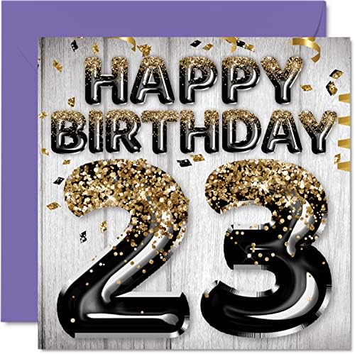 16th Birthday Card for Boys - Black & Gold Glitter Balloons - Happy Birthday Cards for 16 Year Old Boy Son Brother Grandson Cousin, 145mm x 145mm Sixteen Sixteenth Bday Greeting Cards Gift