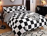 Best to Buy® Checkered Duvet Cover Set Queen/Full Bedding Set Black and White Pattern Design (Full/Q