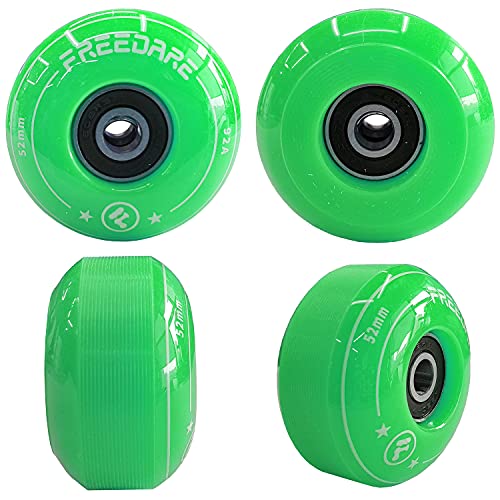 Image of FREEDARE Skateboard Wheels 52mm and Bearings, Spacers Installed 92A Street Wheels Skateboards Tricks(Pack of 4)