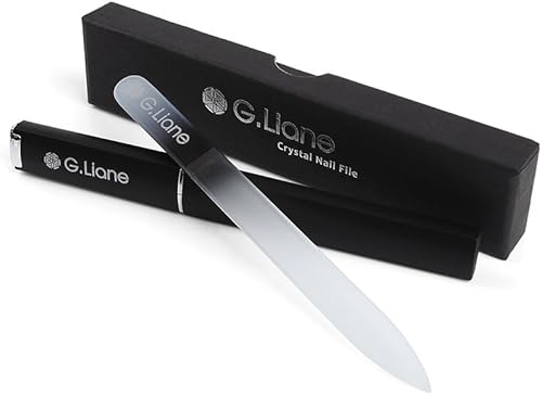 Limas de cristal G. Liane para uñas - Lima doble cara de cristal grabada con estuche