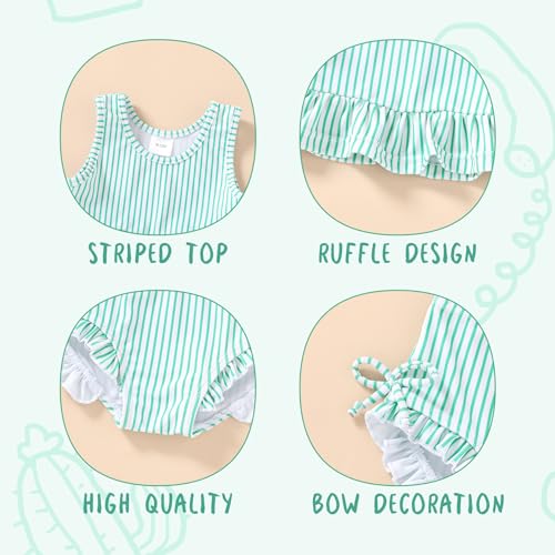 Image of HAPPYMA Baby Swimsuit Toddler Girl Bathing Suit Summer Stripe Bikini Set Beach Two Piece Swim Wear