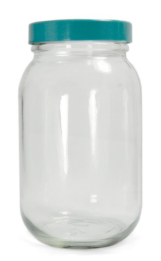 Qorpak GLC-01861 Standard Wide Mouth Bottle with 83-400 Green Thermoset F217 and PTFE Lined Cap, Vacuum and Ionized, 64 oz, Clear (Pack of 6)