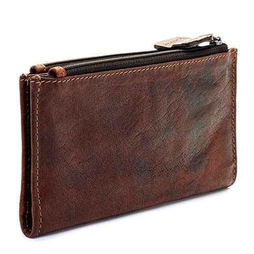 Jack Georges Women's Voyager Slim Zippered Wallet in Buffalo Leather #7717 (Brown)2