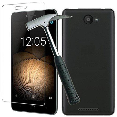 Todobarato24h Funda TPU Lisa Compatible con BQ Aquaris U/U Lite Negra + Protector de Cristal Templado