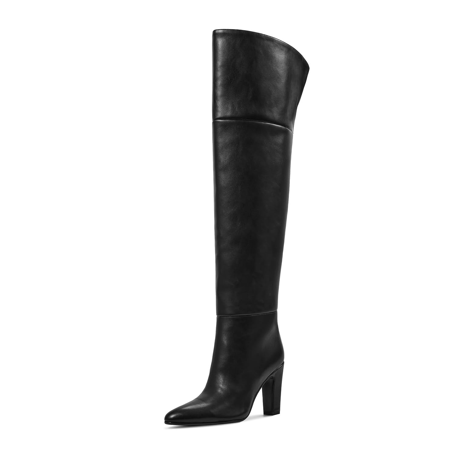 wetkiss Thigh High Boots for Women Over the Knee Boots with Chunky Heel Side Zipper Wide Calf Design