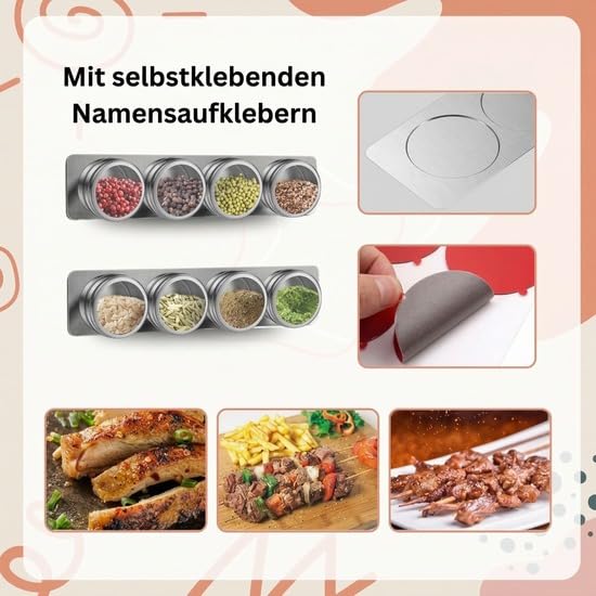 Magnetische Gewürzbehälter 8er Set - Luftdichte Dreiecksgläser aus Edelstahl - 100ml Platzsparender Organizer für Kräuter, Gewürze & Gewürze - Küche Essential