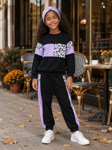 Image of Toddler Girls 2 Piece Cute Outfits, Crewneck Sweatshirt with Jogger Pants Kids Clothing Set for Fall Winter