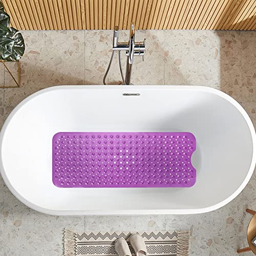 Image of Sheepping Baby Bath Mat Non Slip Extra Long Bathtub Mat for Kids 40 X 16 Inch - Eco Friendly Bath Tub Mat with 200 Big Suction Cups,Machine Washable Shower Mat (Purple)