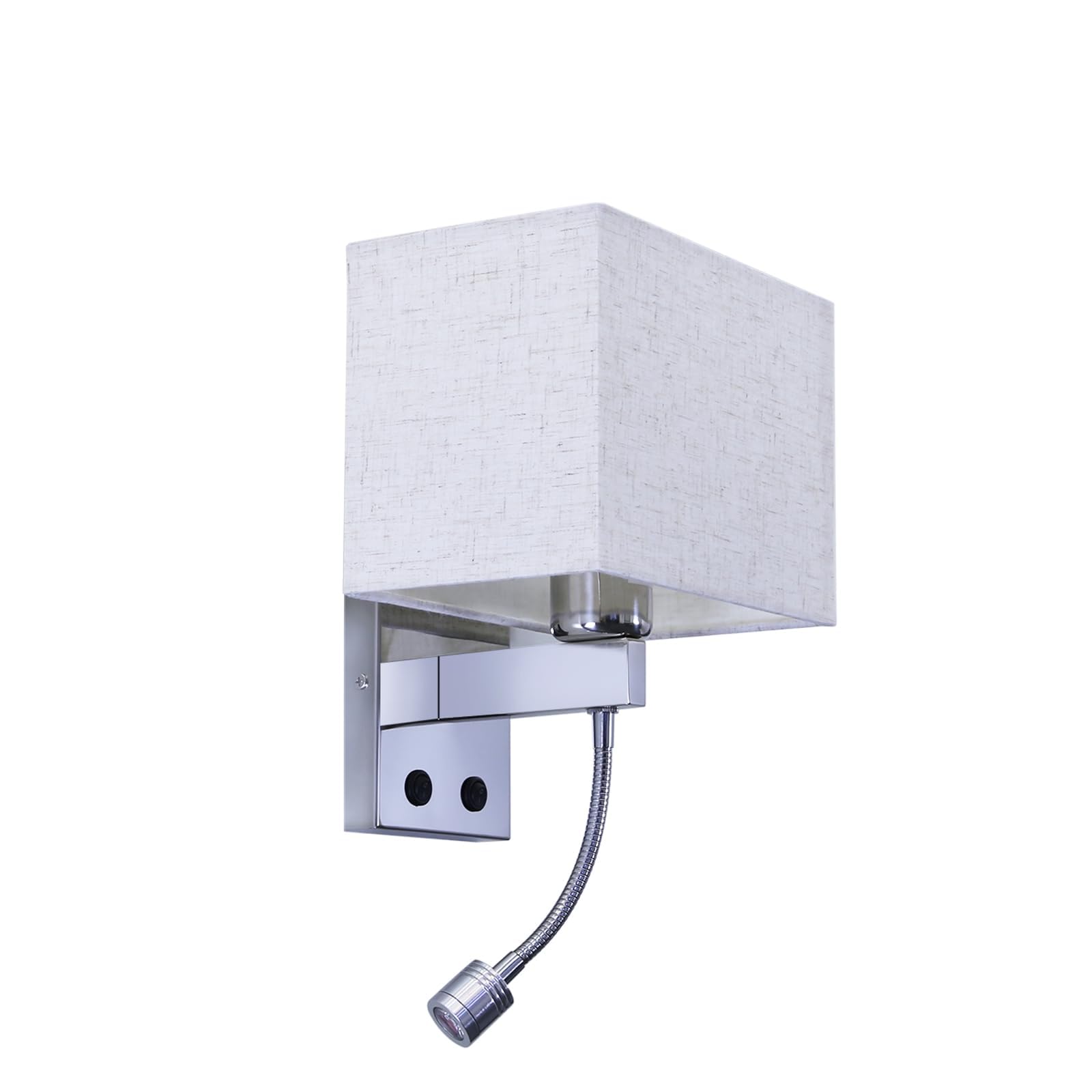 ZMH 4ER Wandleuchte Innen Schlafzimmer mit LED Leselampe 360° Schwenkbar | Wandlampe Quadratisches Stoffschirm Design Wandstrahler Schalter E27 Modern Wandbeleuchtung für Hotel- Ohne Leuchtmittel