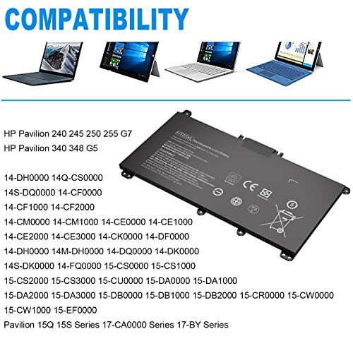 HT03XL Batería de Repuesto para HP 240 245 250 255 G7 340 348 G5 Series Pavilion 14-DH 14Q-CS 14-CE 14-CK 14-DF 14-DQ 15-DW 15Q 15S X360 14-DH 14M-DH Series HT03041XL L11119-855 L11421-542 L11421-2C2