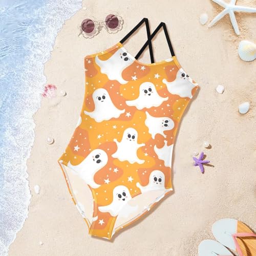 Cute Ghosts Halloween Girls One Piece Swimsuits Summer Quick Dry Beach Bathing Suit3
