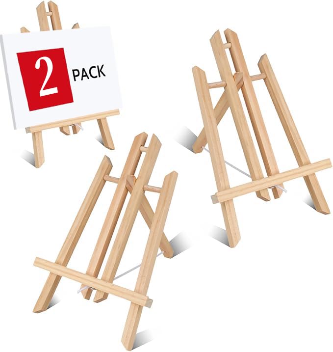 2 Pack 11.8 Inch Wood Tabletop Easel -Easel Stand for Painting, Small Painting Easel Perfect for Parties, Art Projects