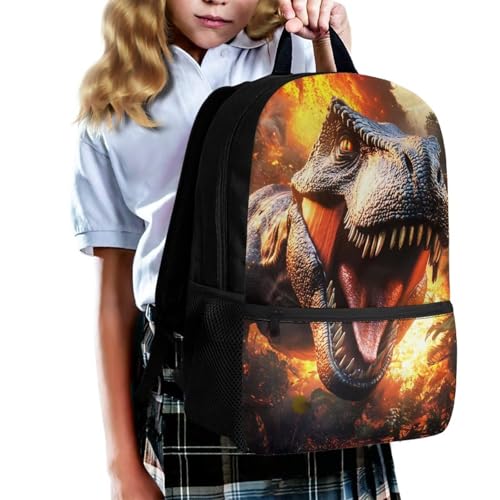 Showudesigns Dinosaur Backpack for Boys 8-12 Elementary School Book Bag Flame School Bags Middle High Back Packs with Shoulder Straps 17inch Children Daypack Large Capacity Satchel3