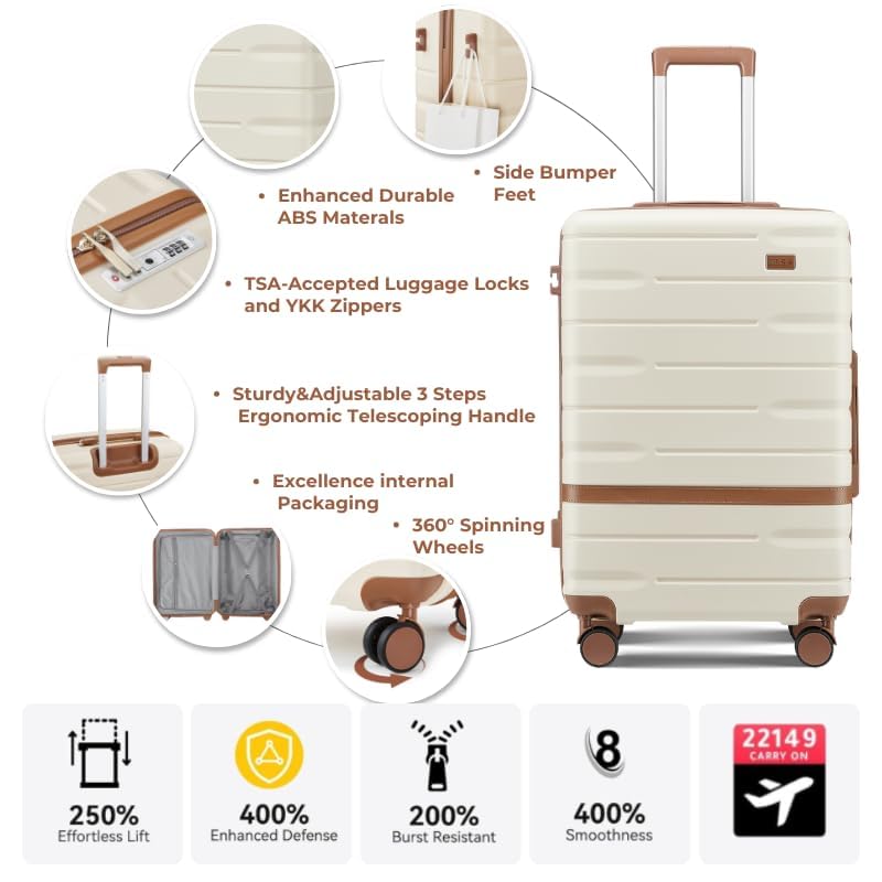 Image of NEISIA Luggage Sets with TSA Lock Hardside PC+ABS Carry On expandable Suitcase with Spinner Wheels Lightweight Rolling Travel Luggage Sets with YKK (Purple(N), 5 piece sets(20 /24 /28 /DB /TB)