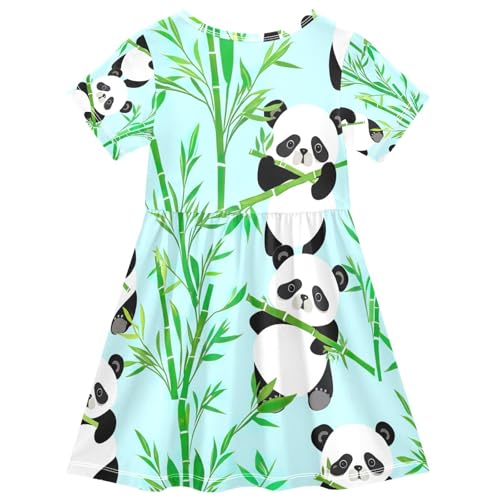 GAIREG Children Girl Dress with Cute Pandas Playfully Botanic Design for Summer and Spring Playwear, 2T2