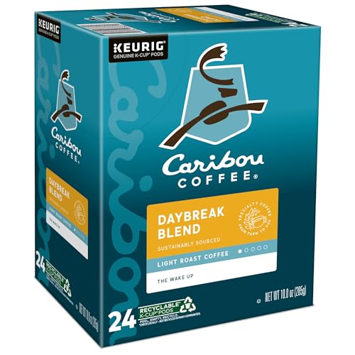 Image of Caribou Coffee Daybreak Blend Keurig Single-Serve K-Cup Pods, Light Roast, 24 Pods Per Pack, Case Of 4 Packs