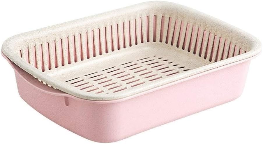 Square Colander Strainer, Multi-Function Drain Rack for Vegetables, Fruits and Cutlery, Dish Tub for Kitchen Outdoor Travel Camping(A)