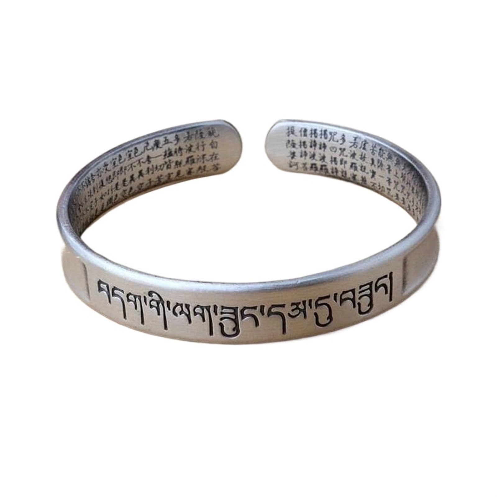 Bracciale in argento, bracciale rigido alla moda, braccialetto in argento S999 Detti buddisti Bracciale aperto Detti buddisti Bracciale in argento unisex I braccialetti da 30 g possono essere regalati
