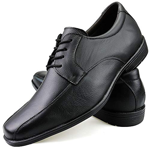 Kit 3 Pares Sapato Social em Couro Masculino Preto com Cinto e Carteira