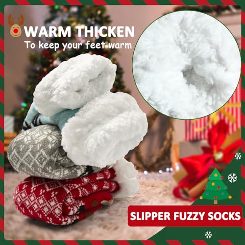 Kids Boys Winter Socks Warm Fuzzy Socks for Girls Home Floor Soft Lined Fluffy Socks with Grips 3 Pack2